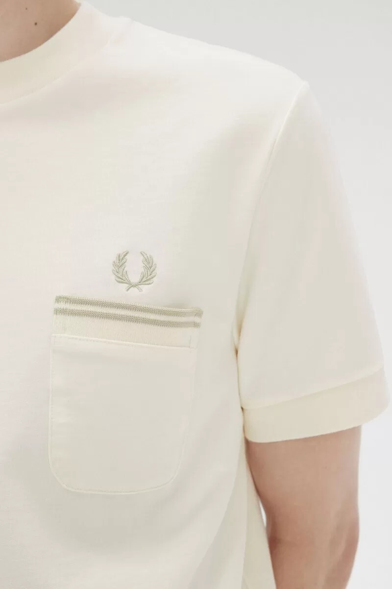 fred perry loopback jersey pocket herr t-shirt beige