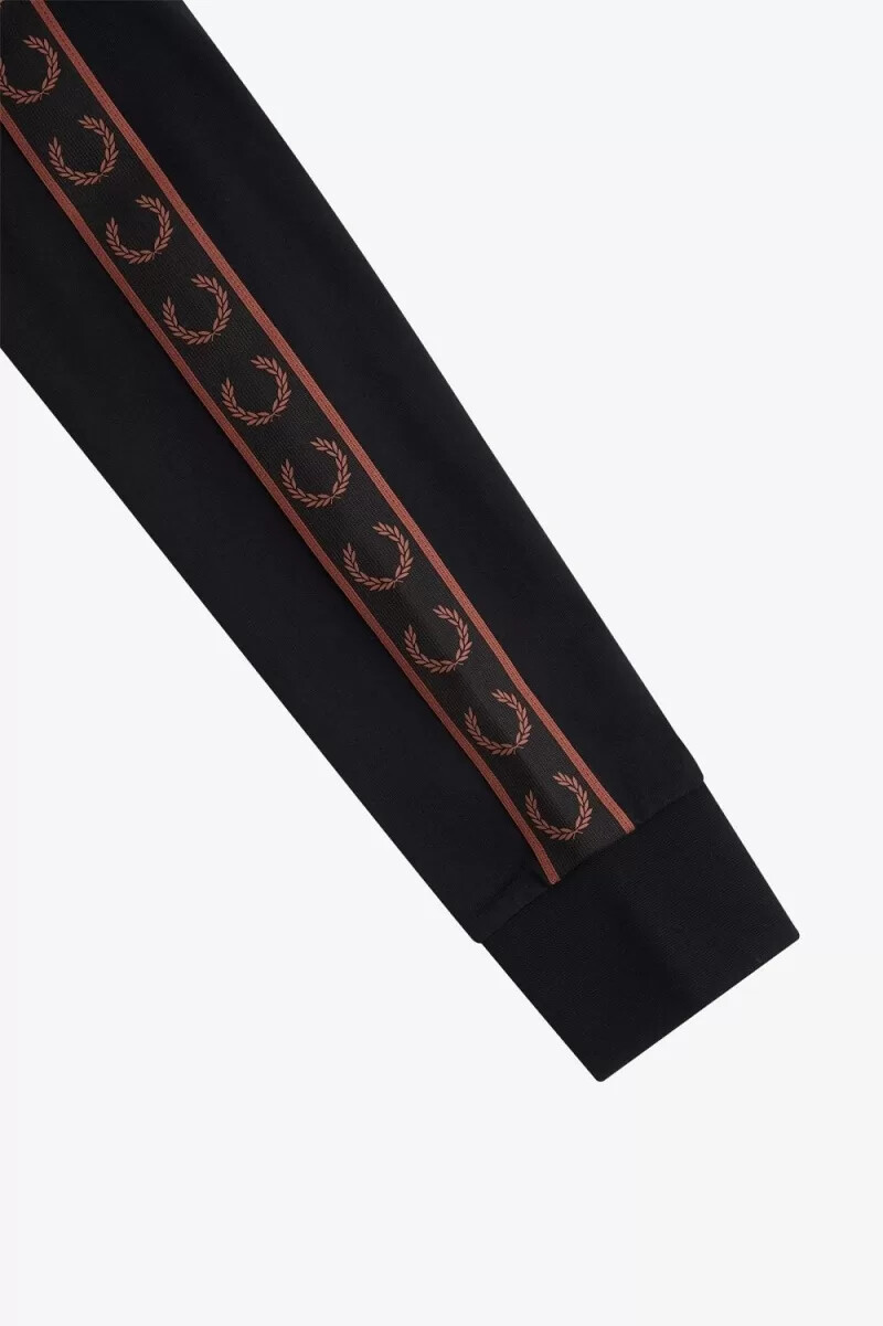 fred perry tejpad långärmad herr t-shirt svart whiskybrun