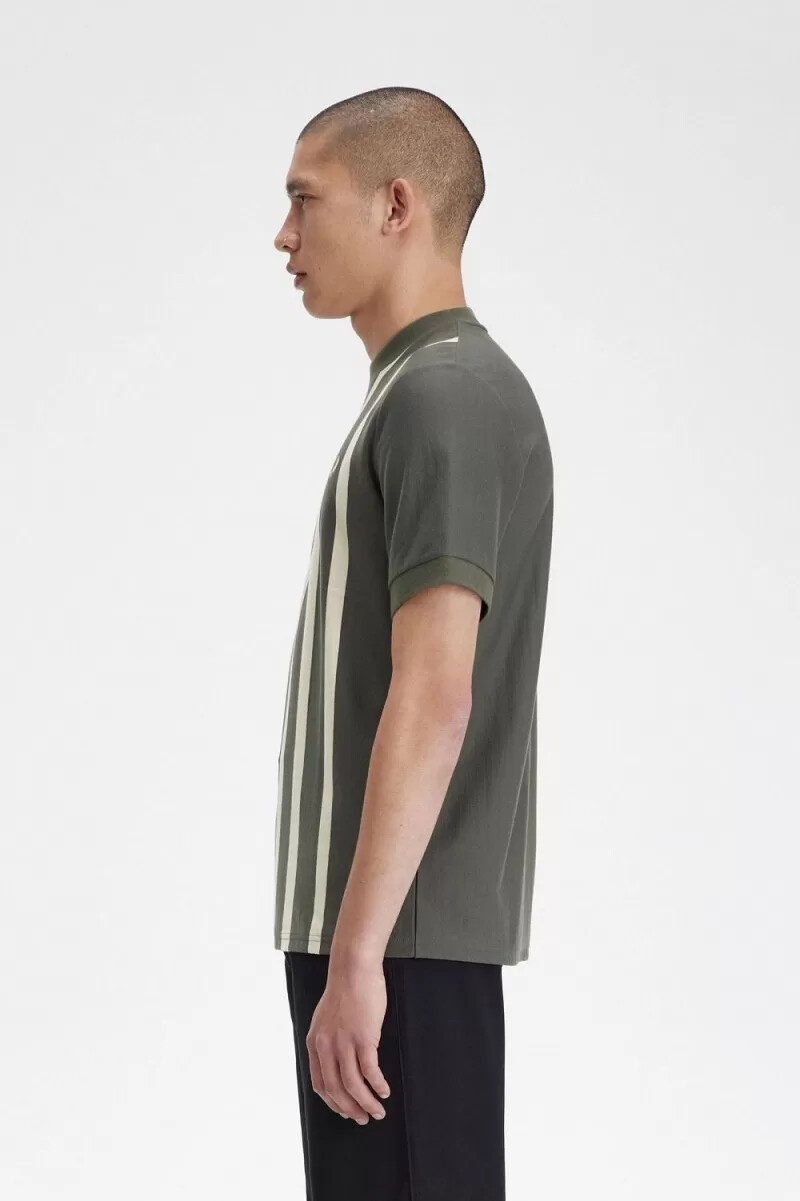 fred perry gradient randig herr t-shirt grön