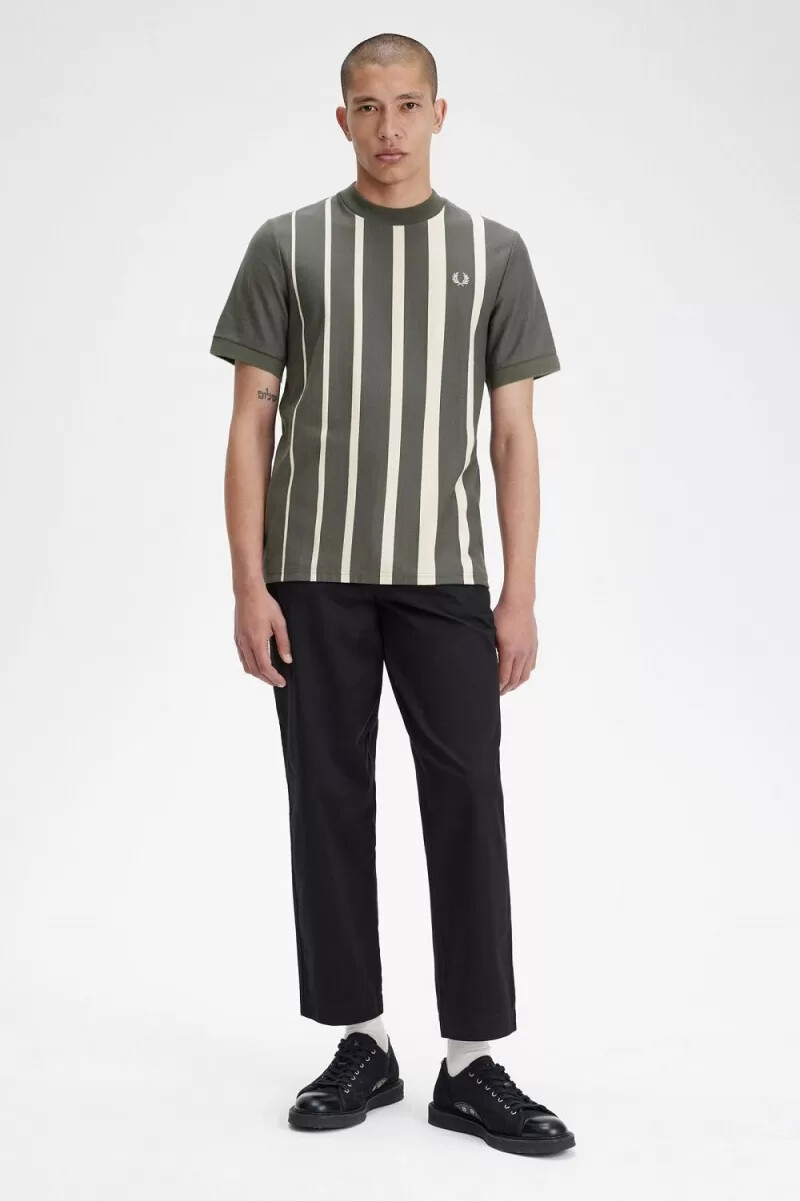 fred perry gradient randig herr t-shirt grön