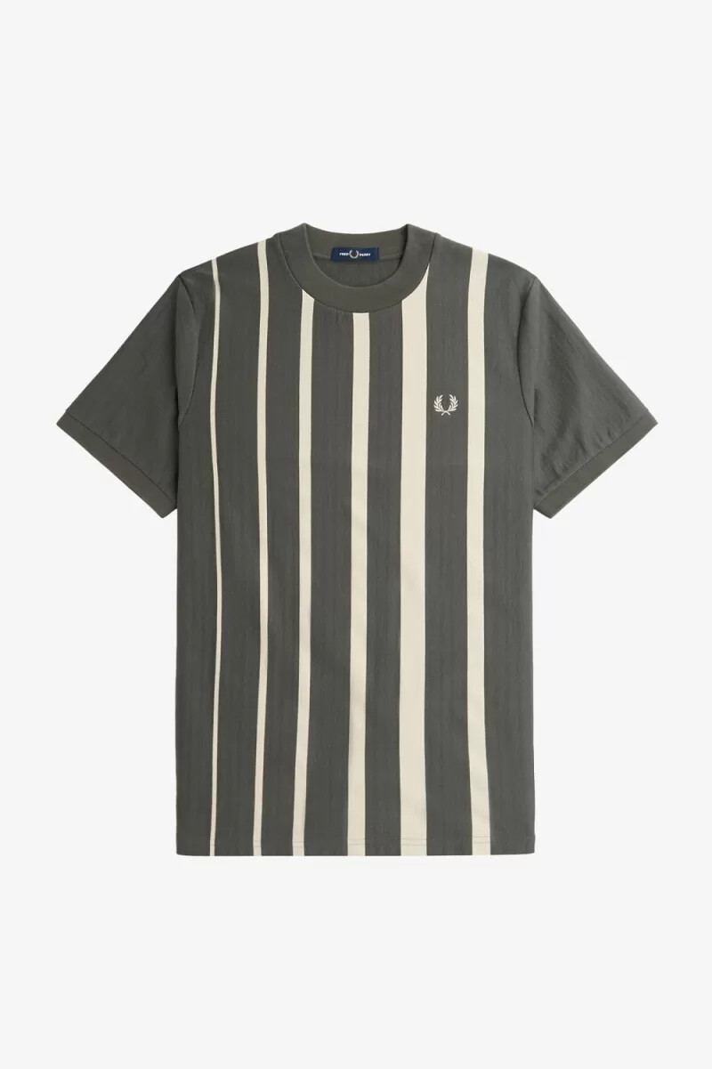 fred perry gradient randig herr t-shirt grön