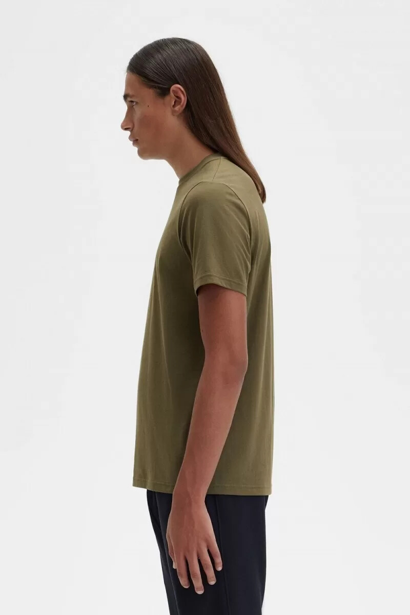 fred perry broderad herr t-shirt uniform grön