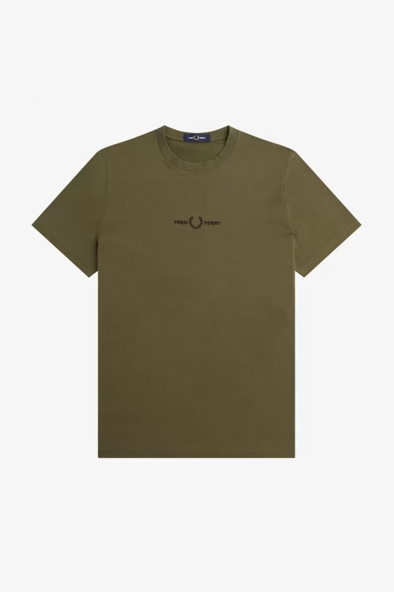 fred perry broderad herr t-shirt uniform grön