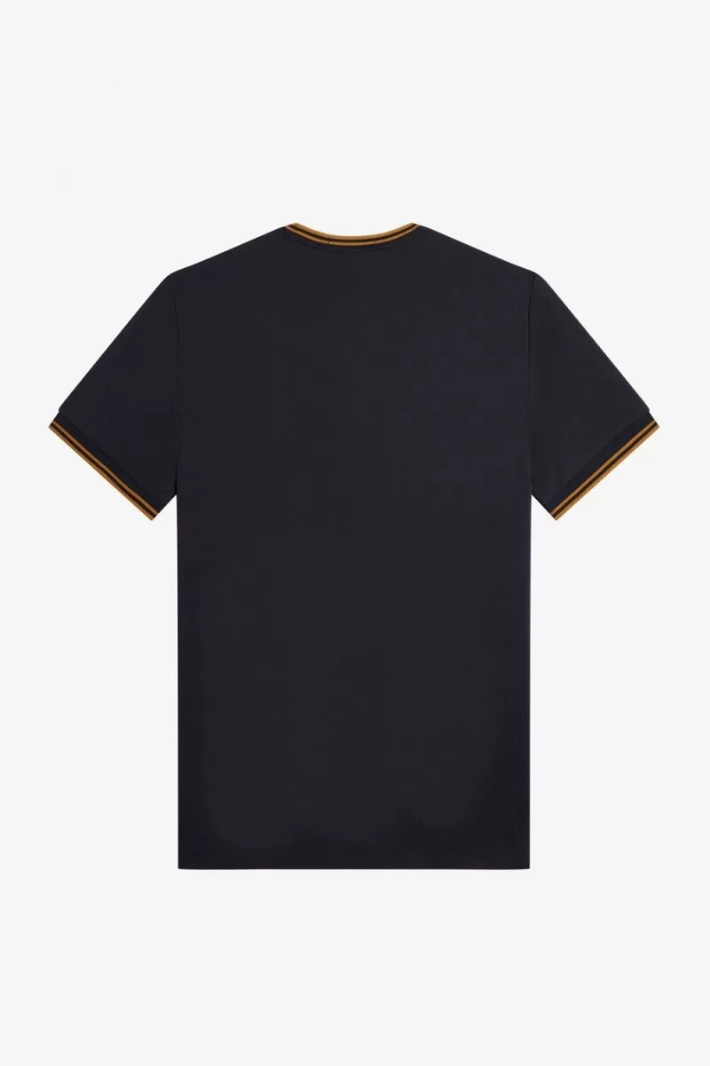 fred perry twin tipped herr t-shirt marinblå mörk kaffe