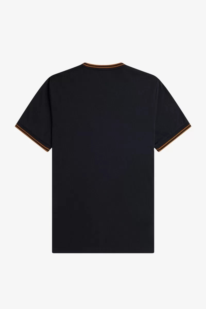fred perry twin tipped herr t-shirt marinblå mörk kaffe