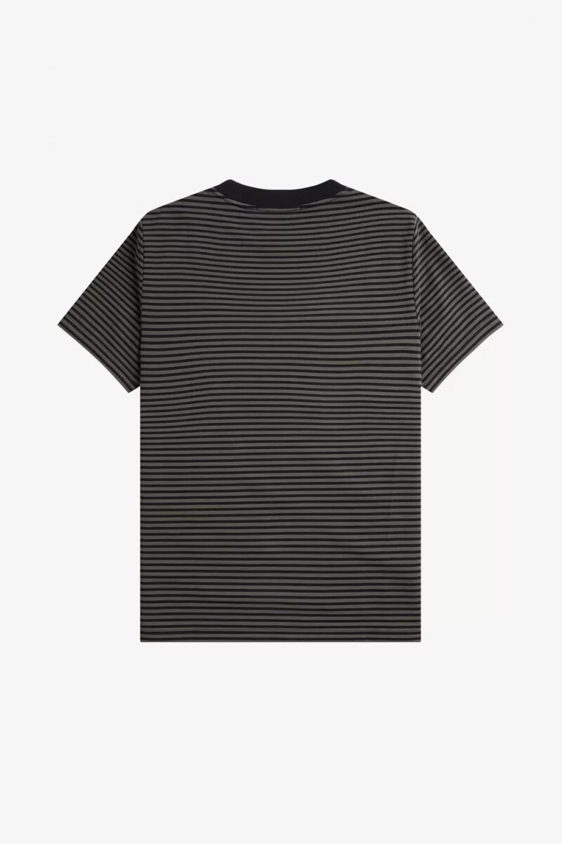 fred perry fine stripe heavyweight herr t-shirt svart field green