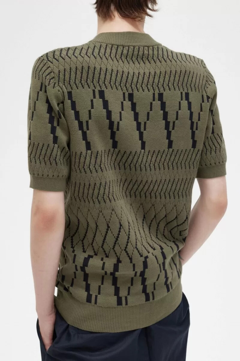 fred perry argyle panel stickad herr t-shirt uniform grön