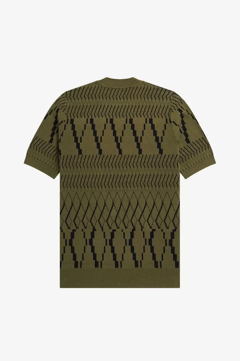 fred perry argyle panel stickad herr t-shirt uniform grön