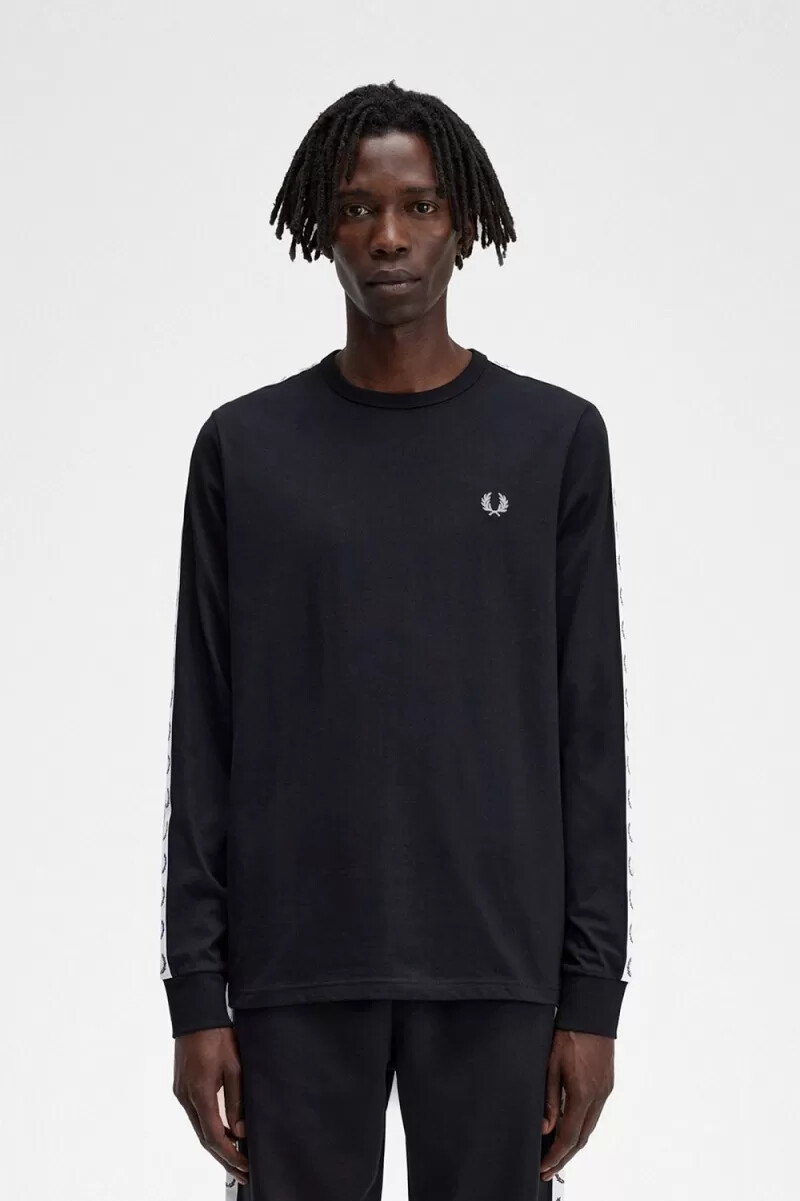 fred perry tejpad långärmad herr t-shirt svart