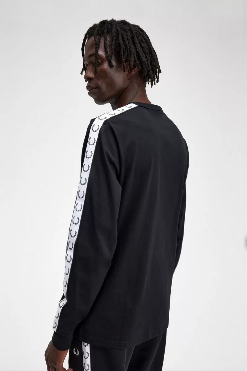 fred perry tejpad långärmad herr t-shirt svart