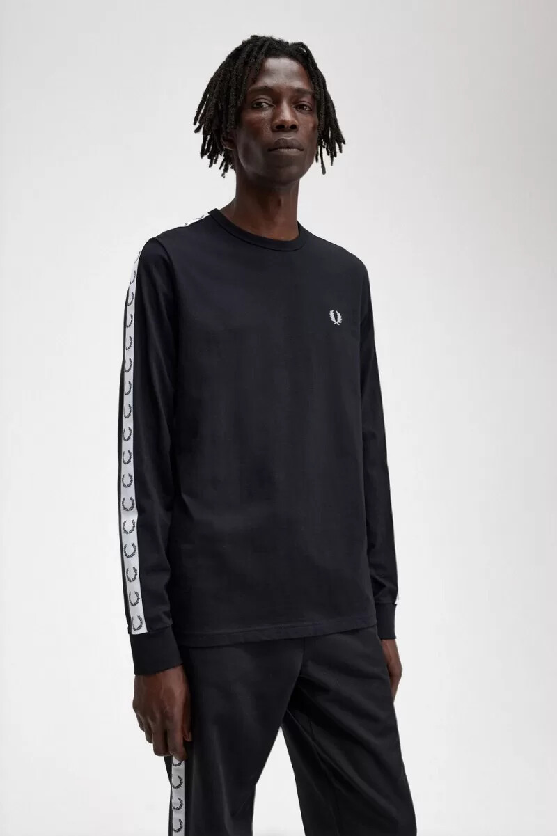 fred perry tejpad långärmad herr t-shirt svart