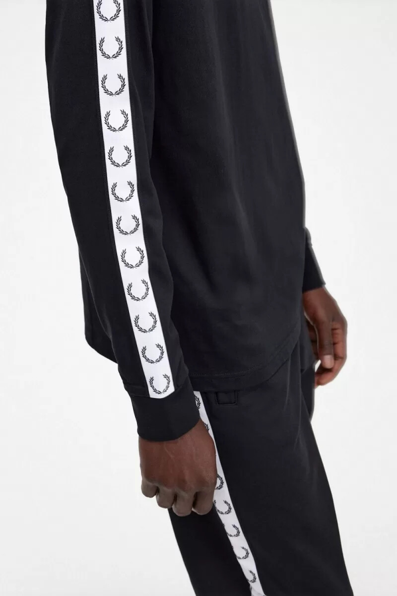 fred perry tejpad långärmad herr t-shirt svart