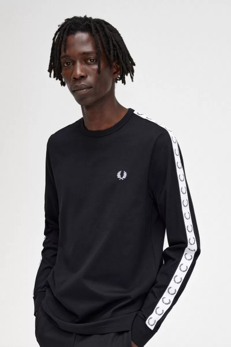 fred perry tejpad långärmad herr t-shirt svart
