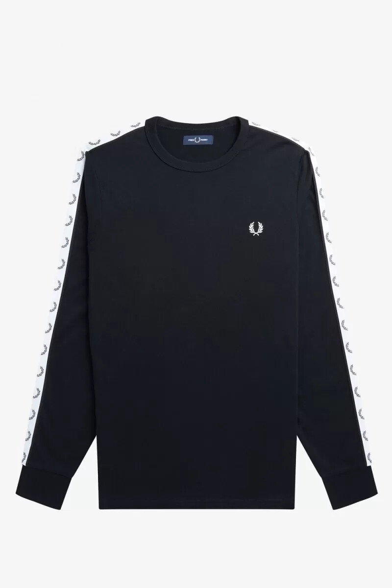 fred perry tejpad långärmad herr t-shirt svart