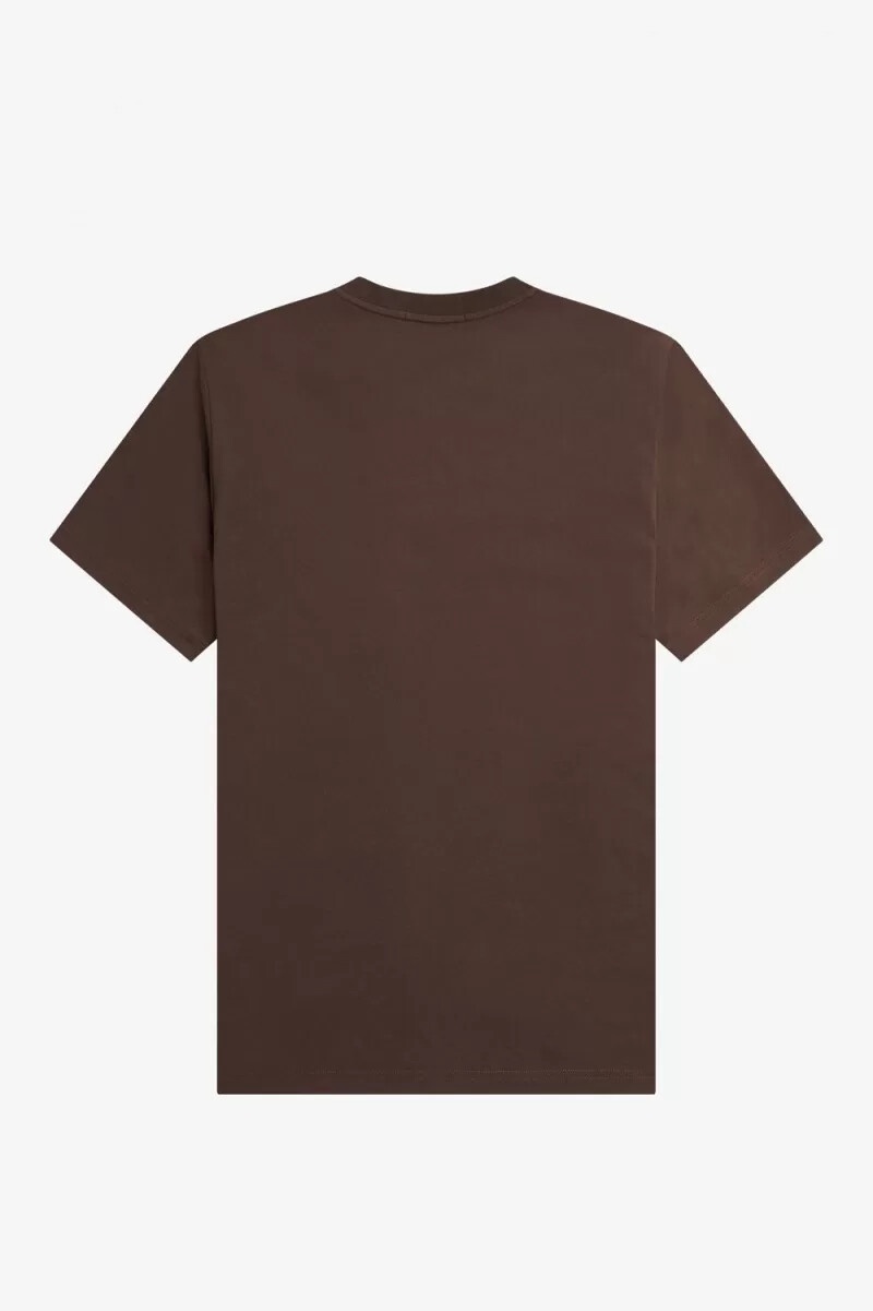 fred perry broderad herr t-shirt burnt tobacco