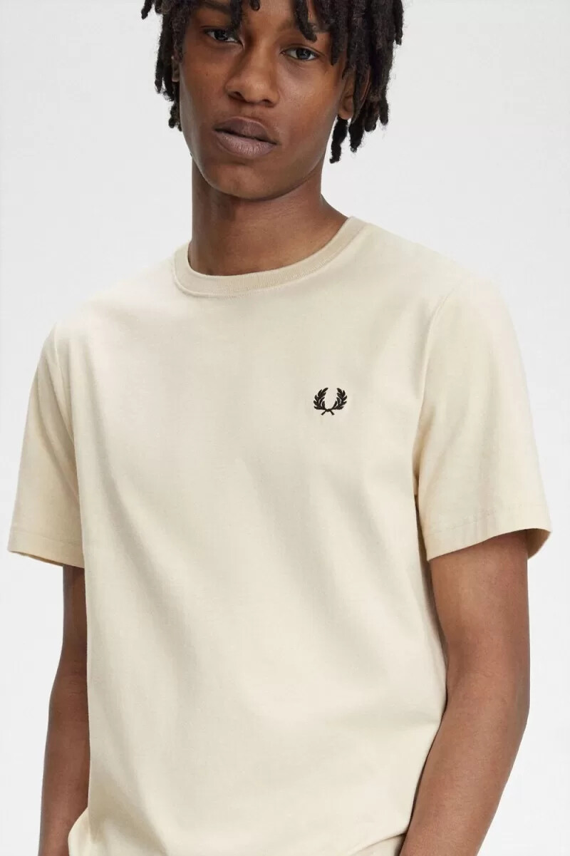 fred perry rund neck herr t-shirt havregryn svart