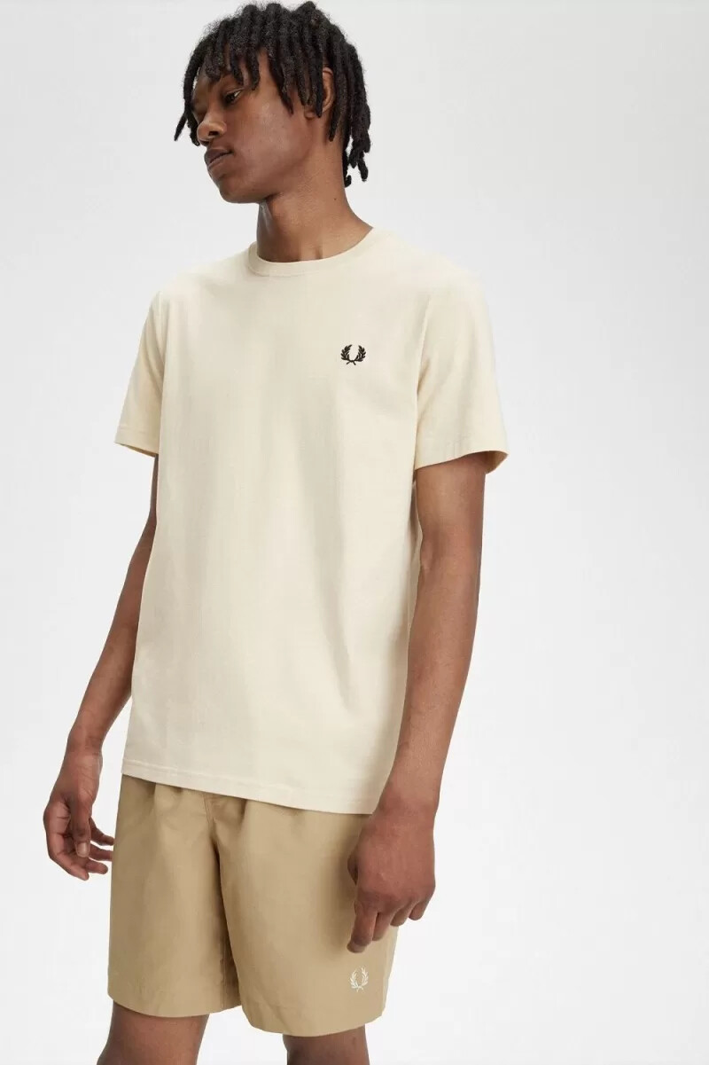 fred perry rund neck herr t-shirt havregryn svart
