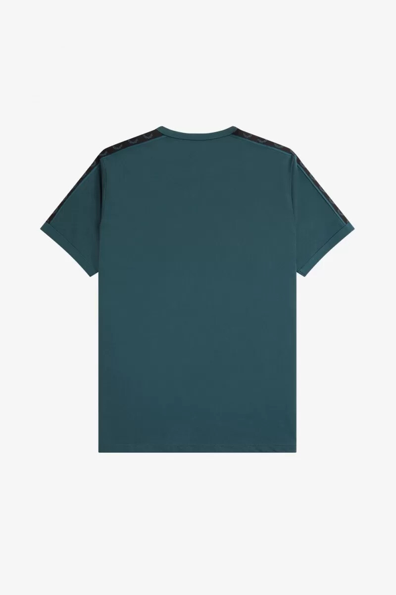 fred perry contrast tape ringer herr t-shirt petrolblå svart