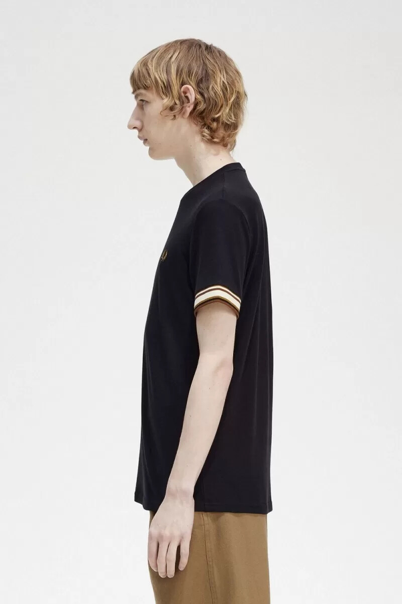 fred perry bold tipped piqué herr t-shirt svart