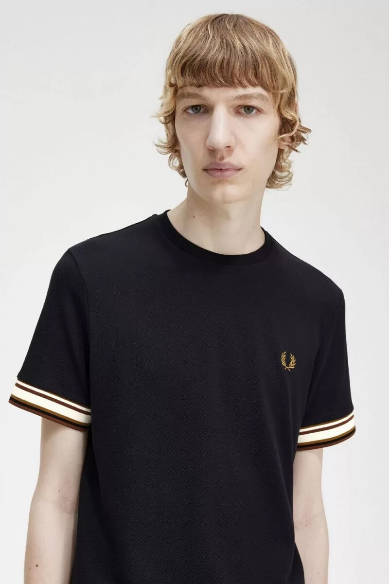 fred perry bold tipped piqué herr t-shirt svart