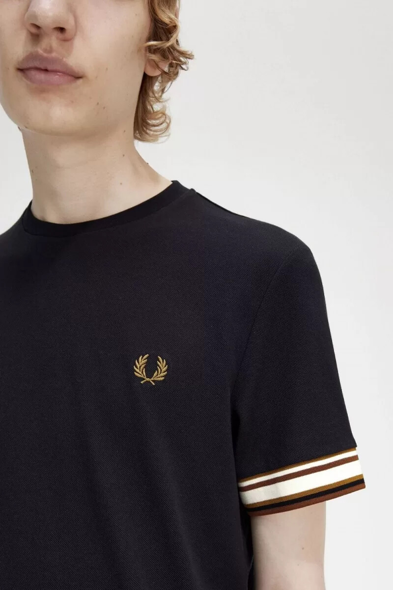 fred perry bold tipped piqué herr t-shirt svart
