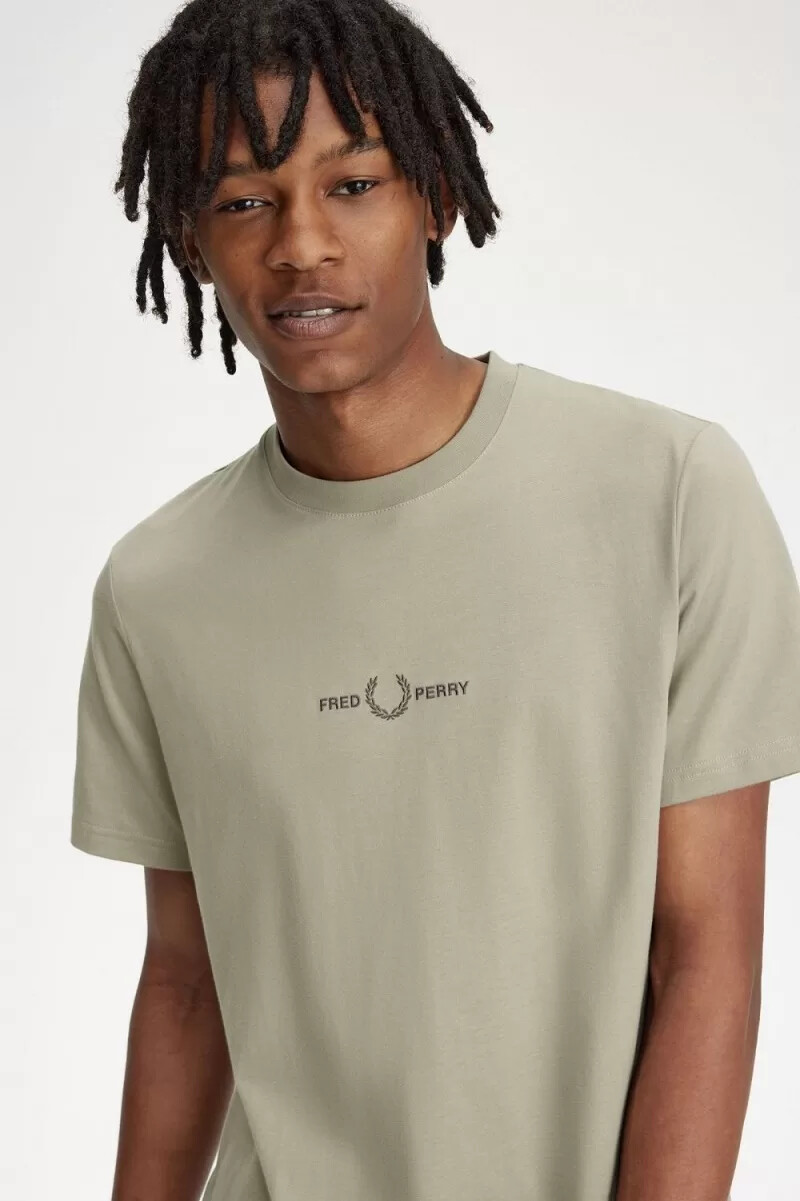 fred perry broderad herr t-shirt varm grå