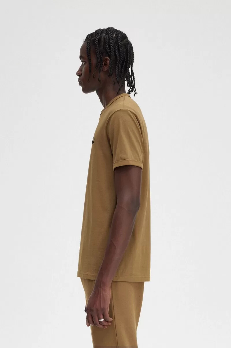 fred perry ringer herr t-shirt brun