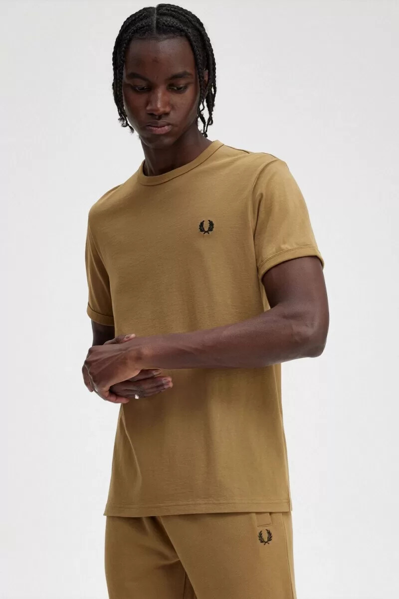 fred perry ringer herr t-shirt brun