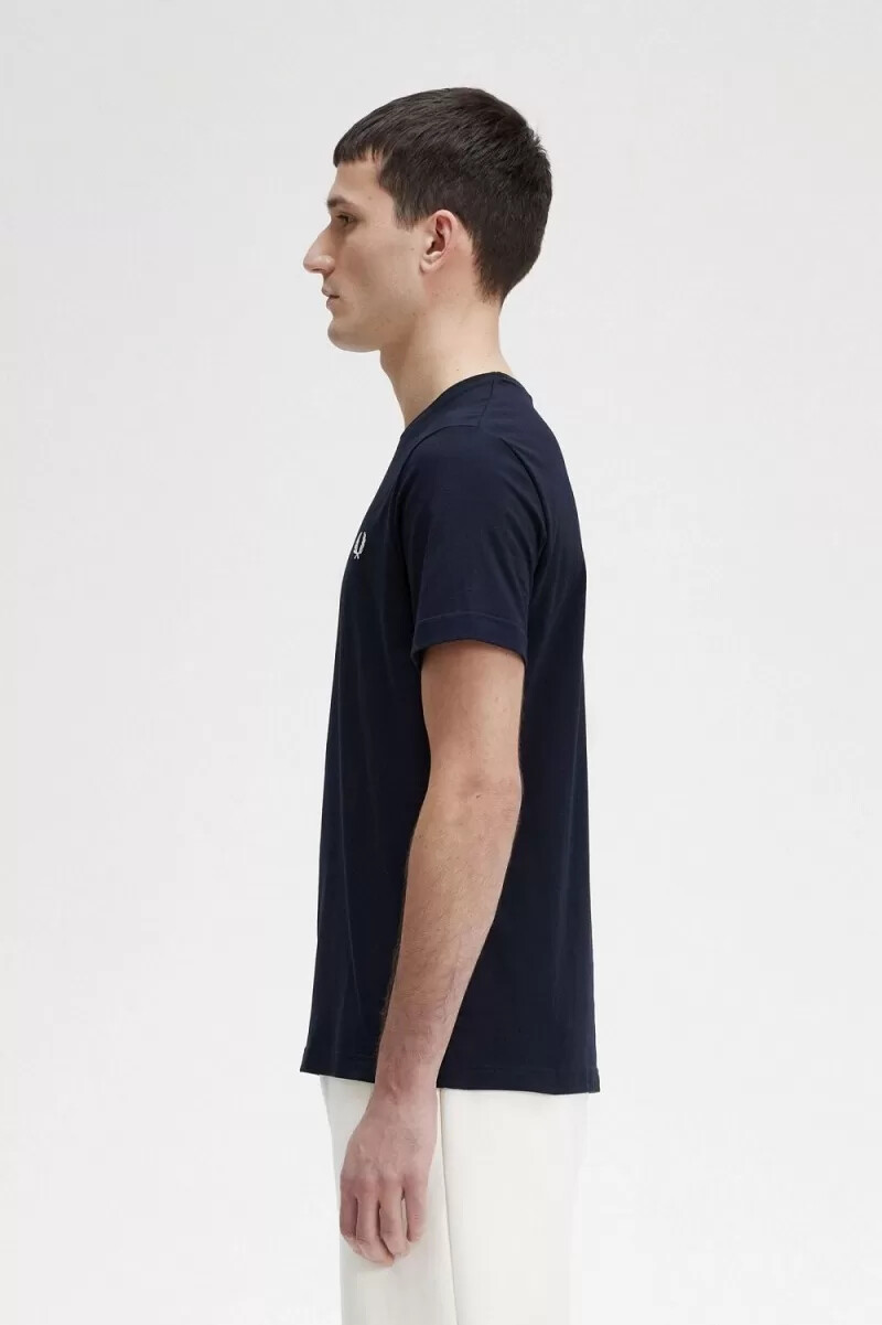 fred perry rund neck herr t-shirt marinblå