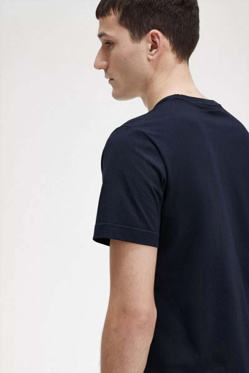 fred perry rund neck herr t-shirt marinblå