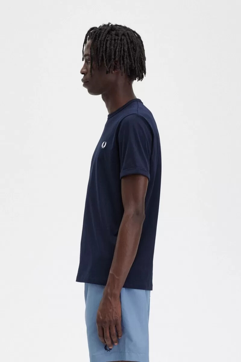 fred perry ringer herr t-shirt marinblå