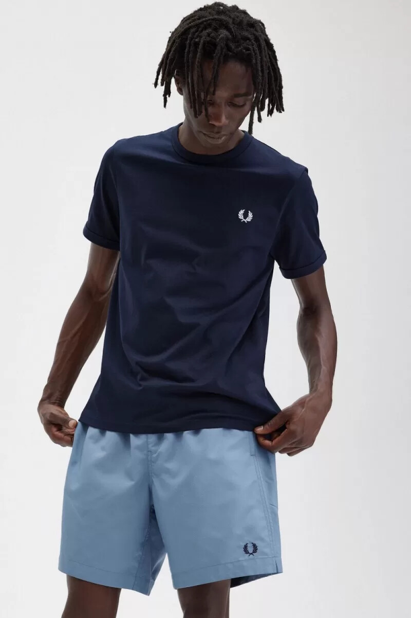 fred perry ringer herr t-shirt marinblå