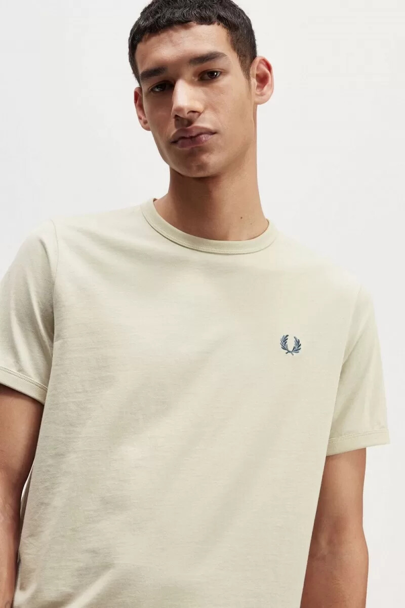 fred perry ringer herr t-shirt ljusmintgrön