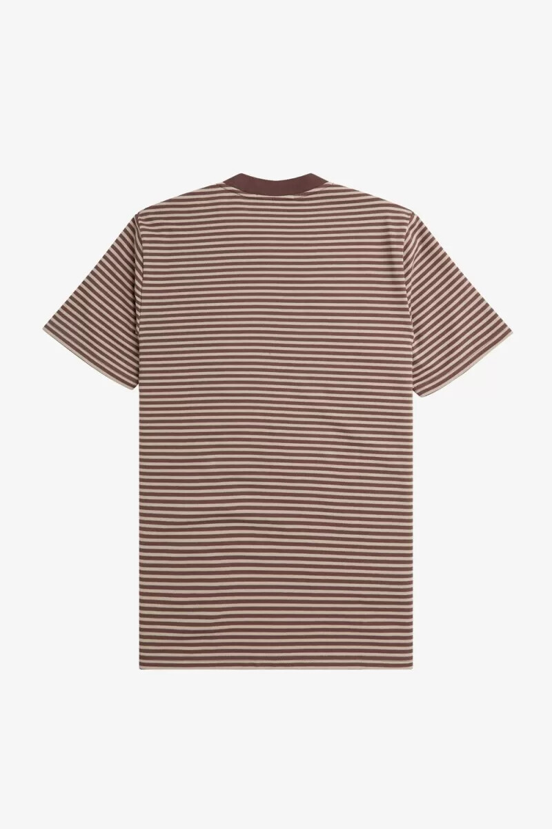 fred perry fine stripe heavyweight herr t-shirt mörkröd varm grå