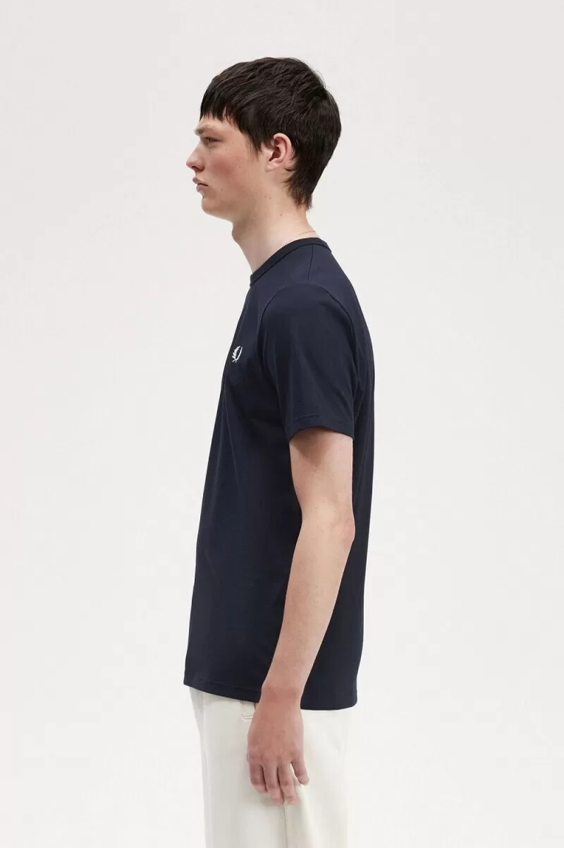 fred perry tejpdetalj herr t-shirt marinblå