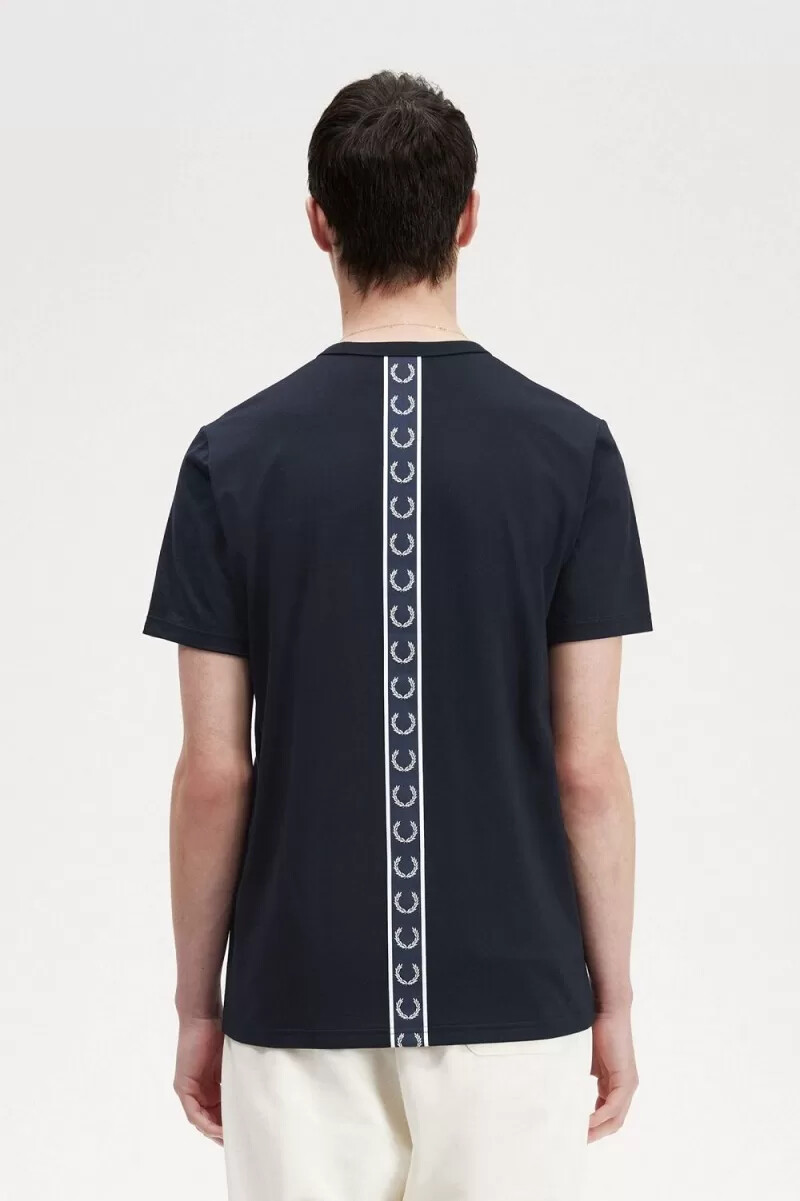 fred perry tejpdetalj herr t-shirt marinblå