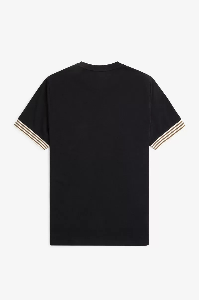 fred perry randig manschett herr t-shirt svart
