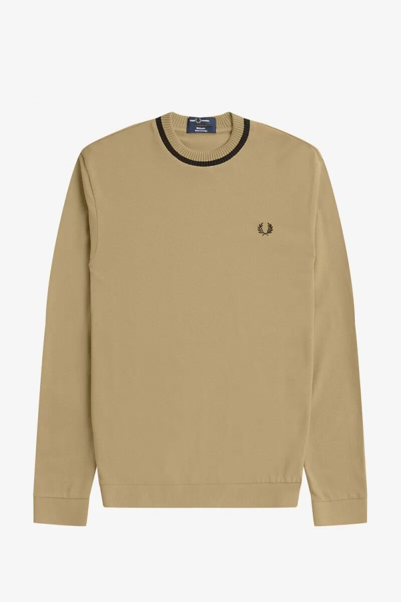 fred perry långärmad piqué herr t-shirt khaki