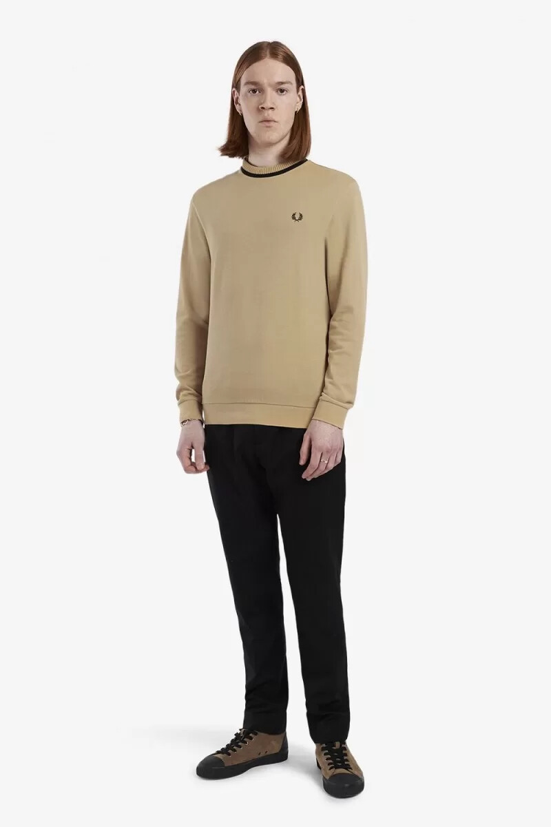 fred perry långärmad piqué herr t-shirt khaki