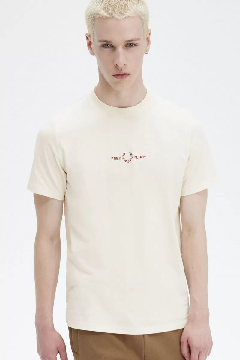 fred perry broderad herr t-shirt beige