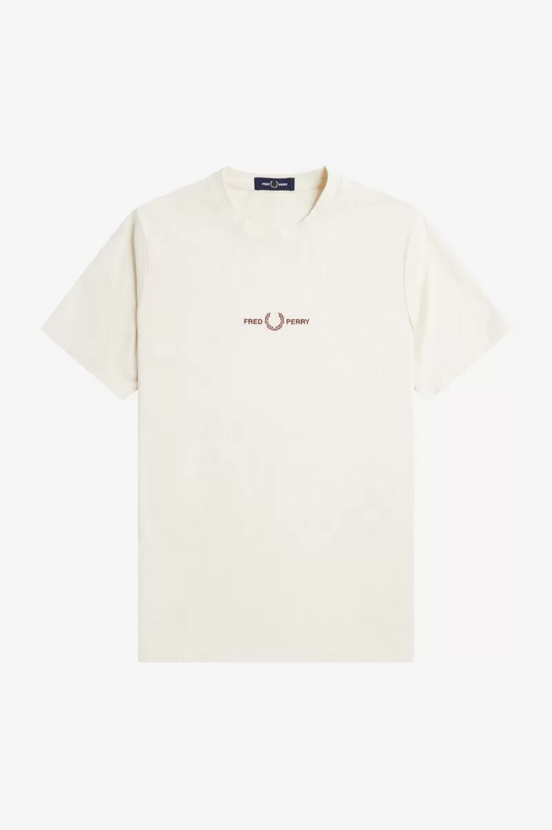 fred perry broderad herr t-shirt beige