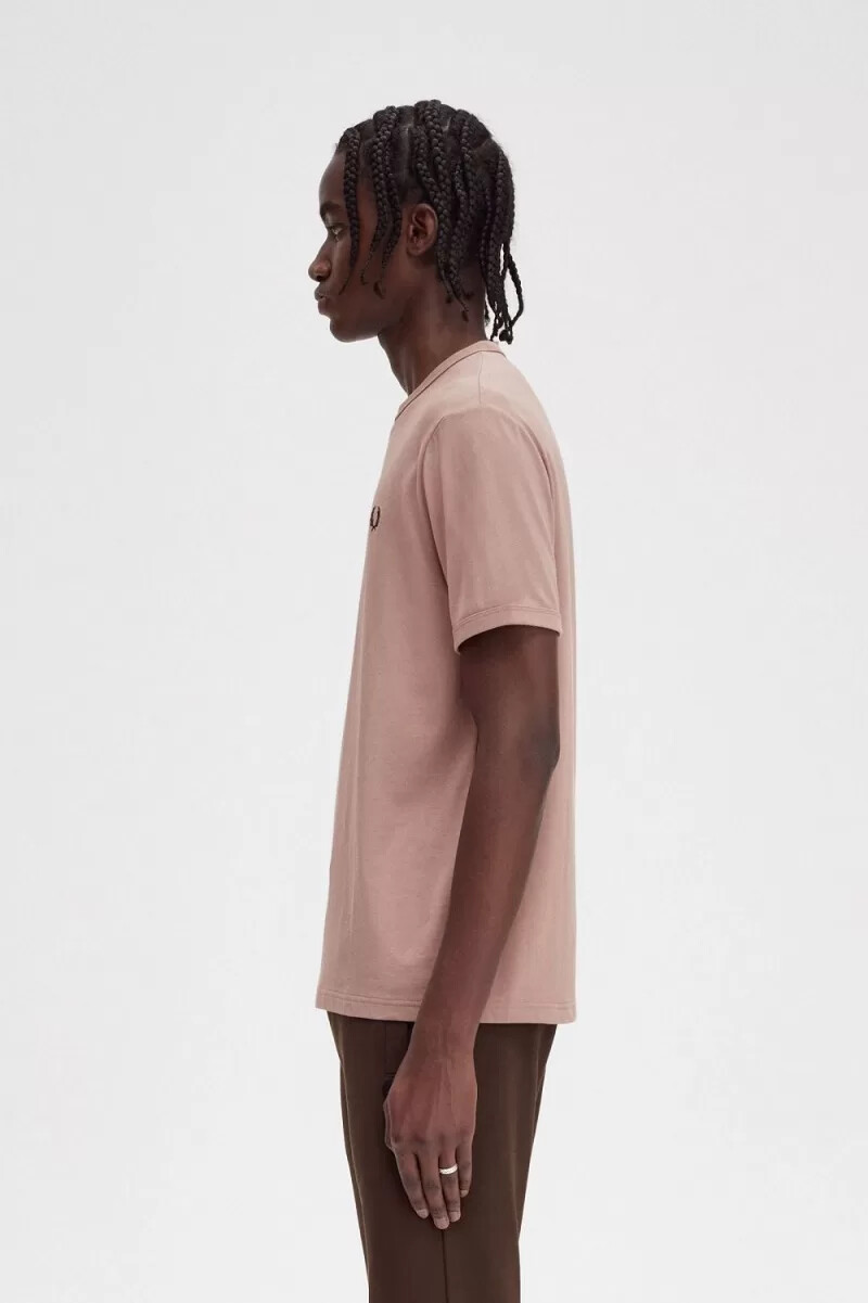 fred perry ringer herr t-shirt mörkrosa