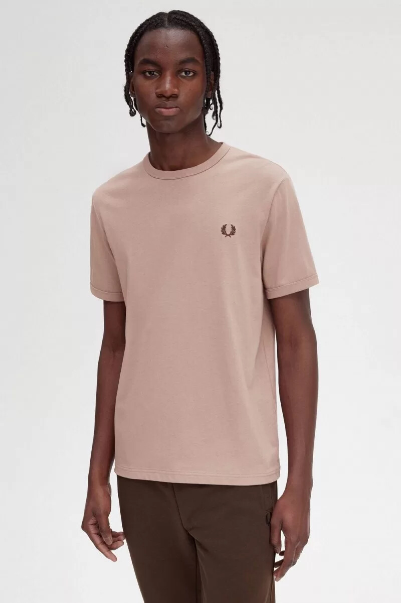 fred perry ringer herr t-shirt mörkrosa