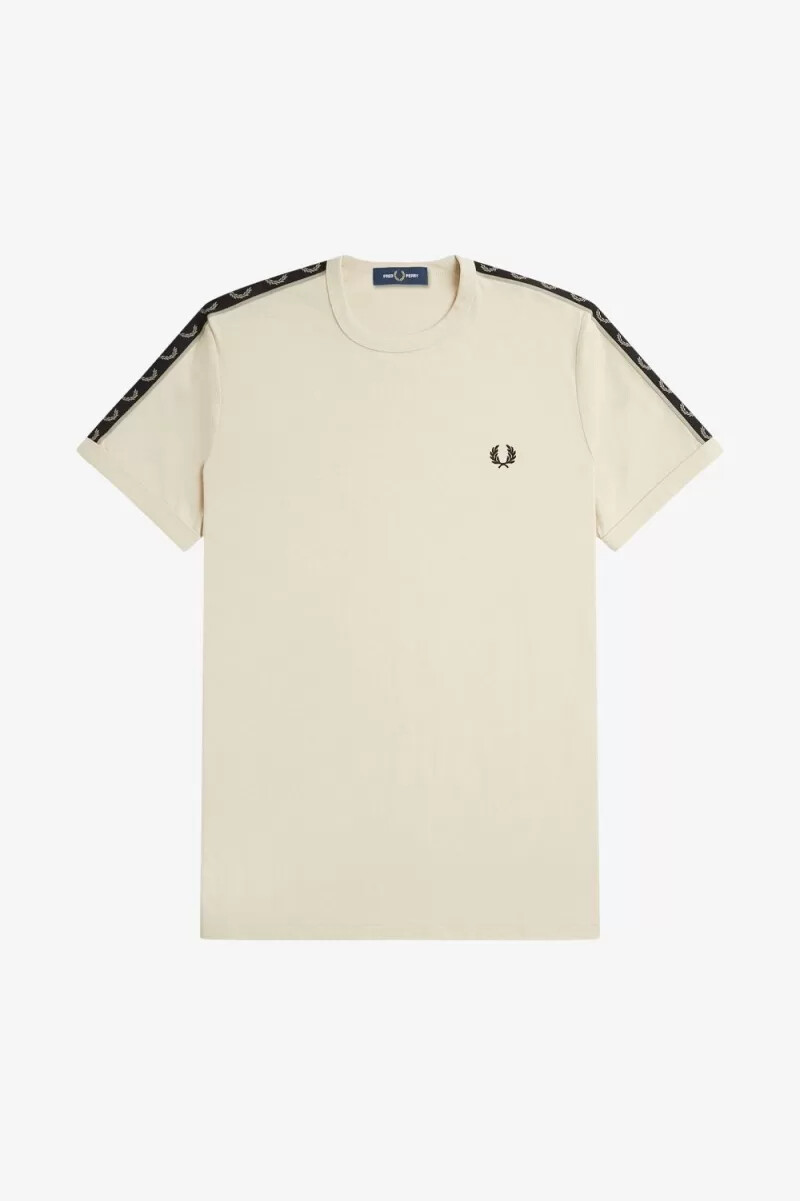 fred perry contrast tape ringer herr t-shirt havregryn varm grå