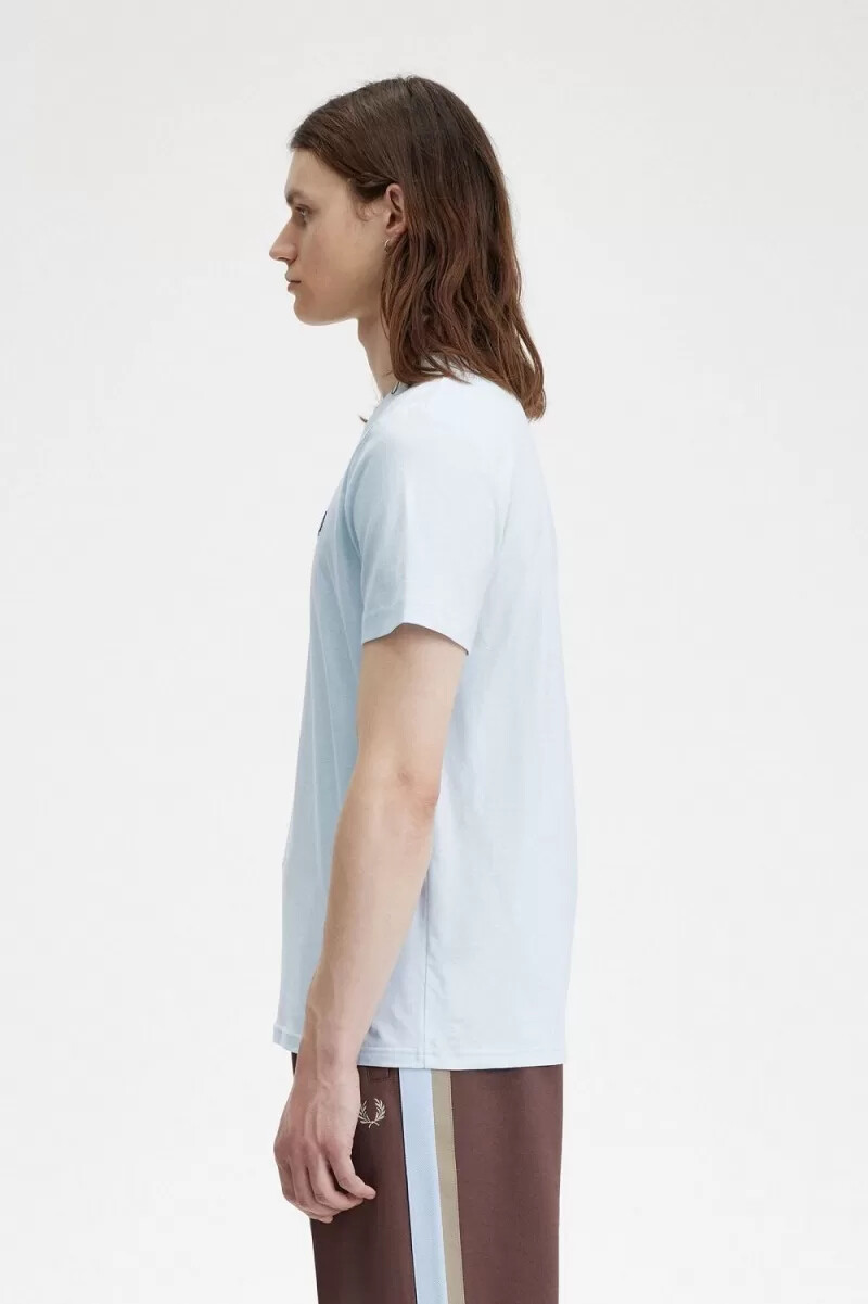fred perry rund neck herr t-shirt ljus aqua midnattsblå