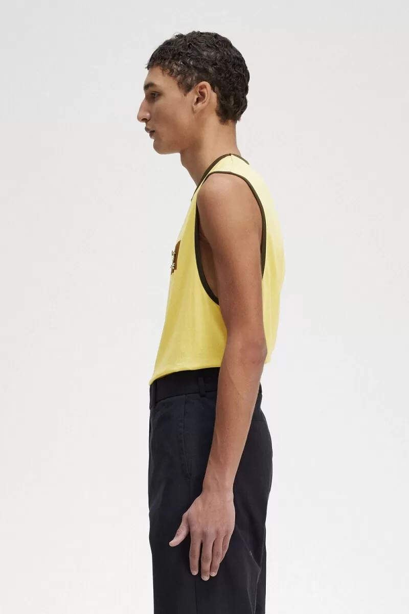 fred perry mönstrad väst herr t-shirt dirty lime