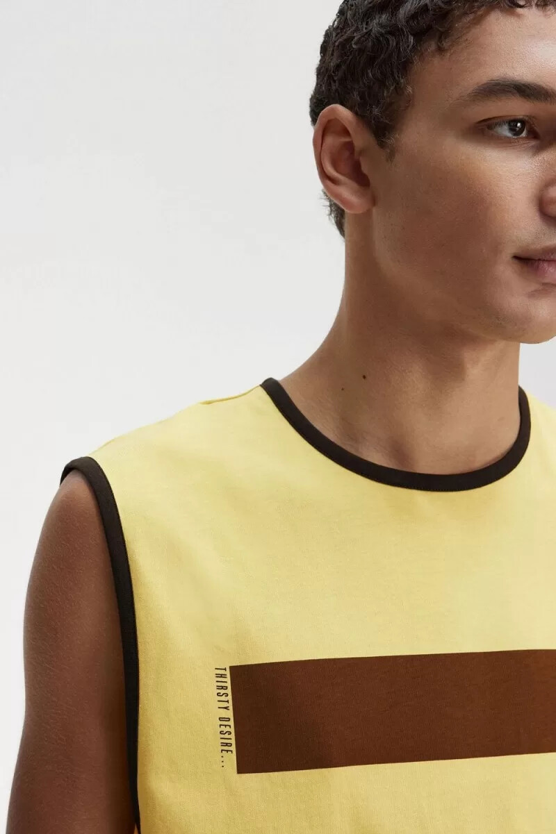 fred perry mönstrad väst herr t-shirt dirty lime