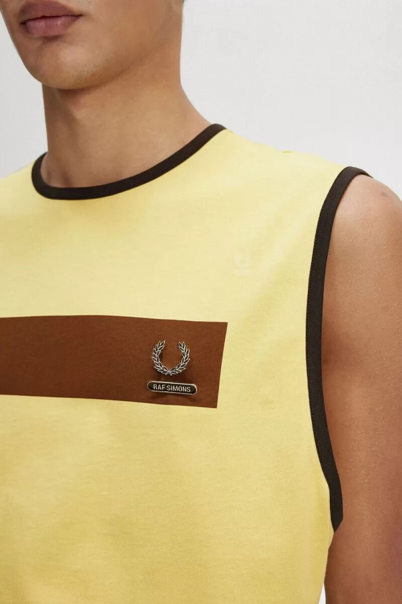 fred perry mönstrad väst herr t-shirt dirty lime