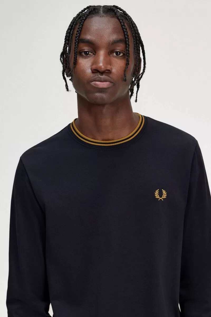 fred perry twin tipped herr t-shirt marinblå mörk kaffe
