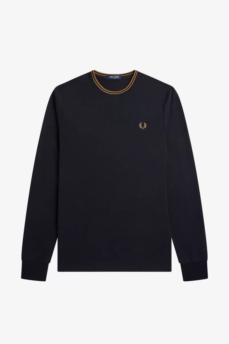 fred perry twin tipped herr t-shirt marinblå mörk kaffe